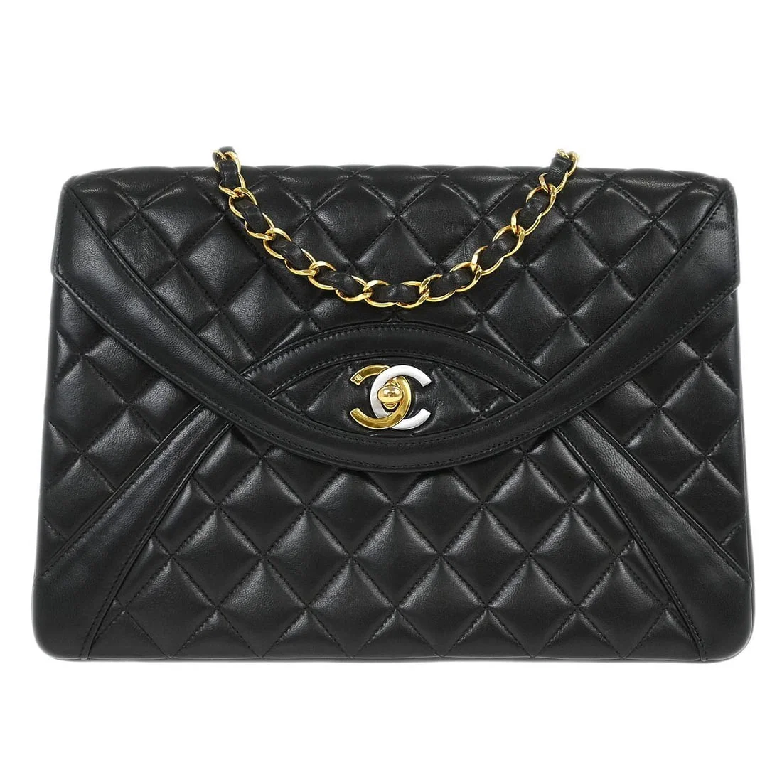 Medium Black Leather Shoulder Bag Chanel Paris Collection