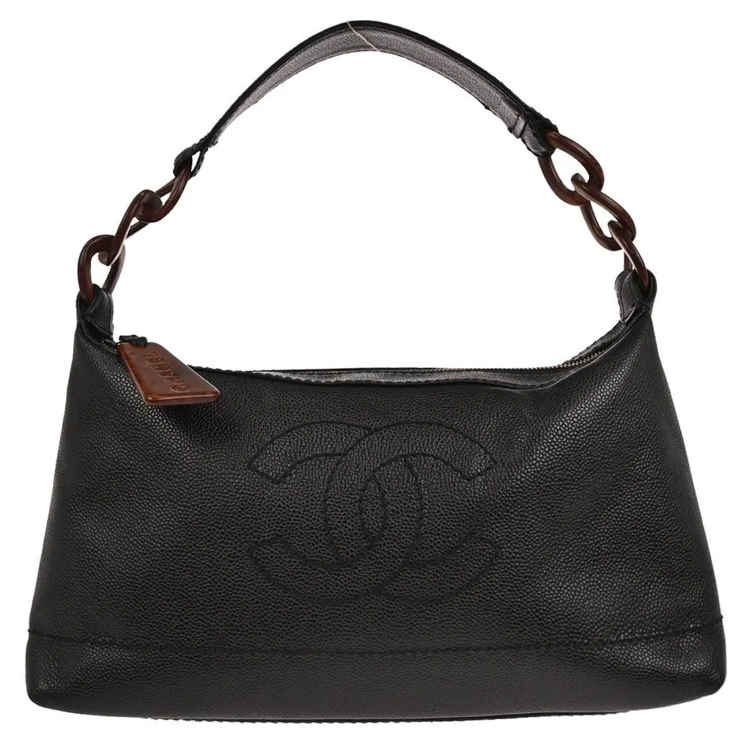 Medium Caviar Leather Top Handle Bag by Chanel in Black