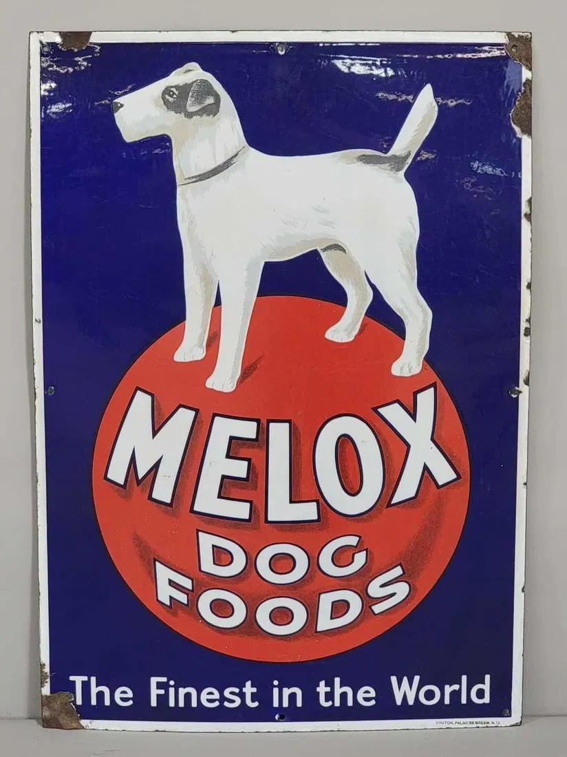 Melox Dog Food w/Image Porcelain Sign (TAC)