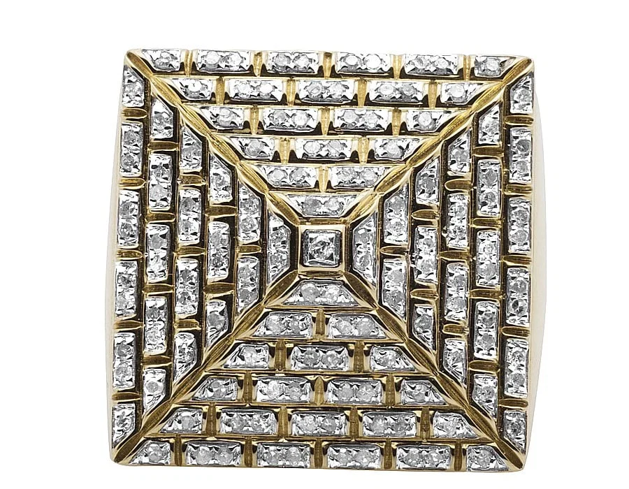 MEN'S 10K YELLOW GOLD DIAMOND 4-SIDED RING