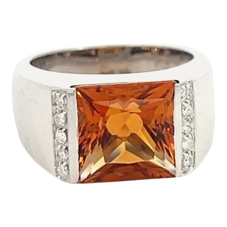 Men's 18K, Diamond and Citrine Ring