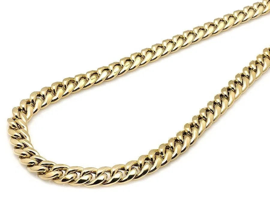MEN'S REAL YELLOW GOLD 10K HOLLOW CUBAN LINK CHAIN NECKLACE