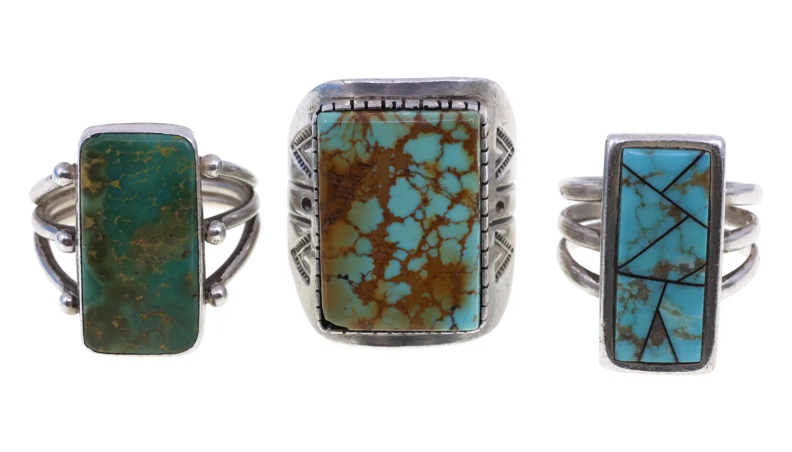 MEN'S STERLING SILVER & TURQUOISE FASHION RINGS