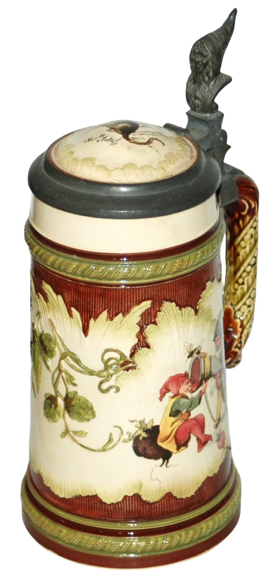 Mettlach Dwarfs w Drinking Horn & Mandolin Stein