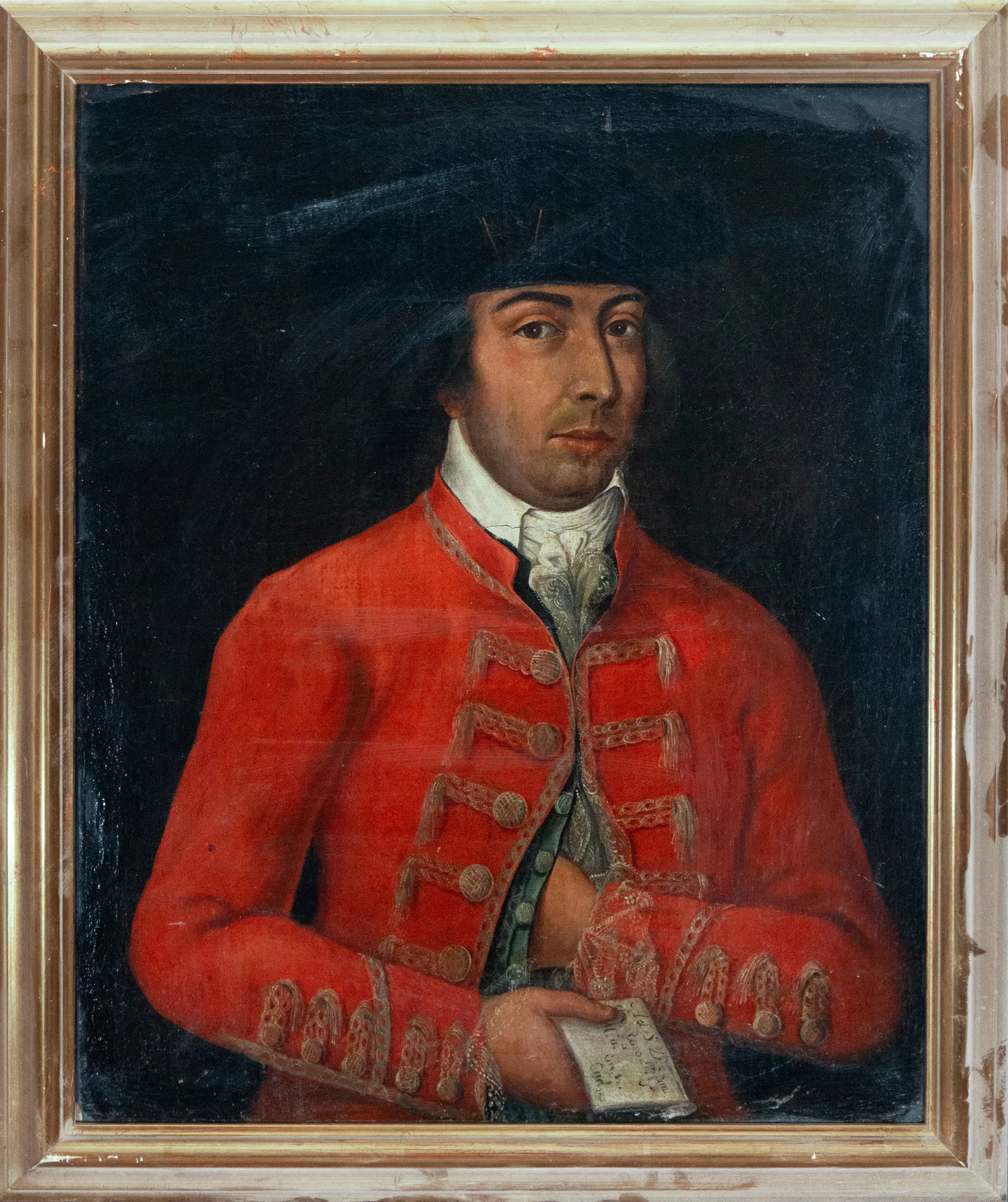 Mexican School, 18th Century. Portrait of Viceroy with a letter for Cádiz