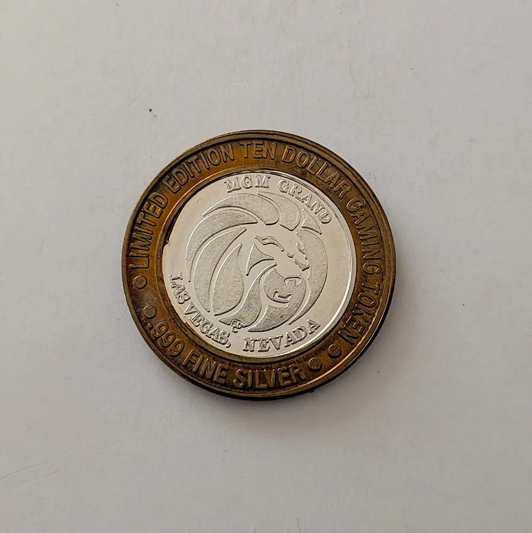 MGM Grand Hotel & Casino Las Vegas Ltd. Ed. $10 Gaming Silver Token