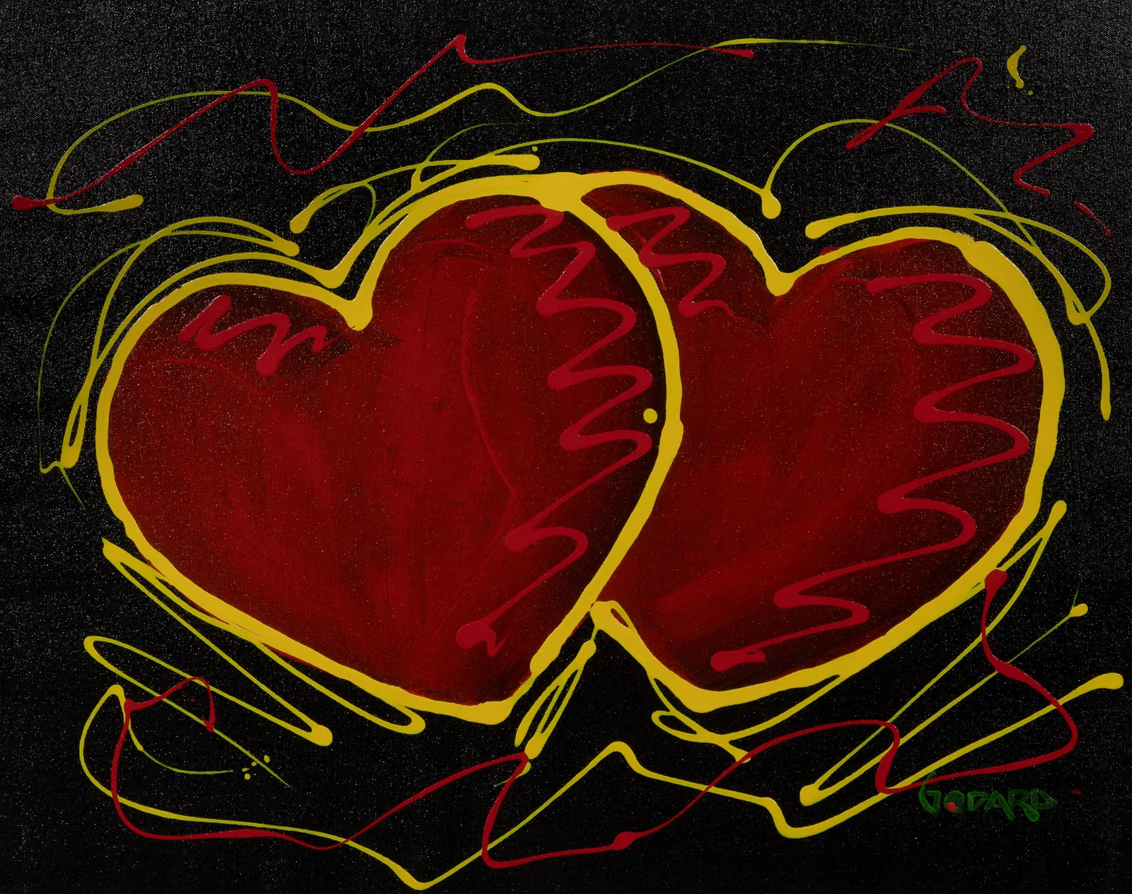 Michael Godard (American, b.1958) 'Heart of Hopes on Black' Acrylic on Canvas