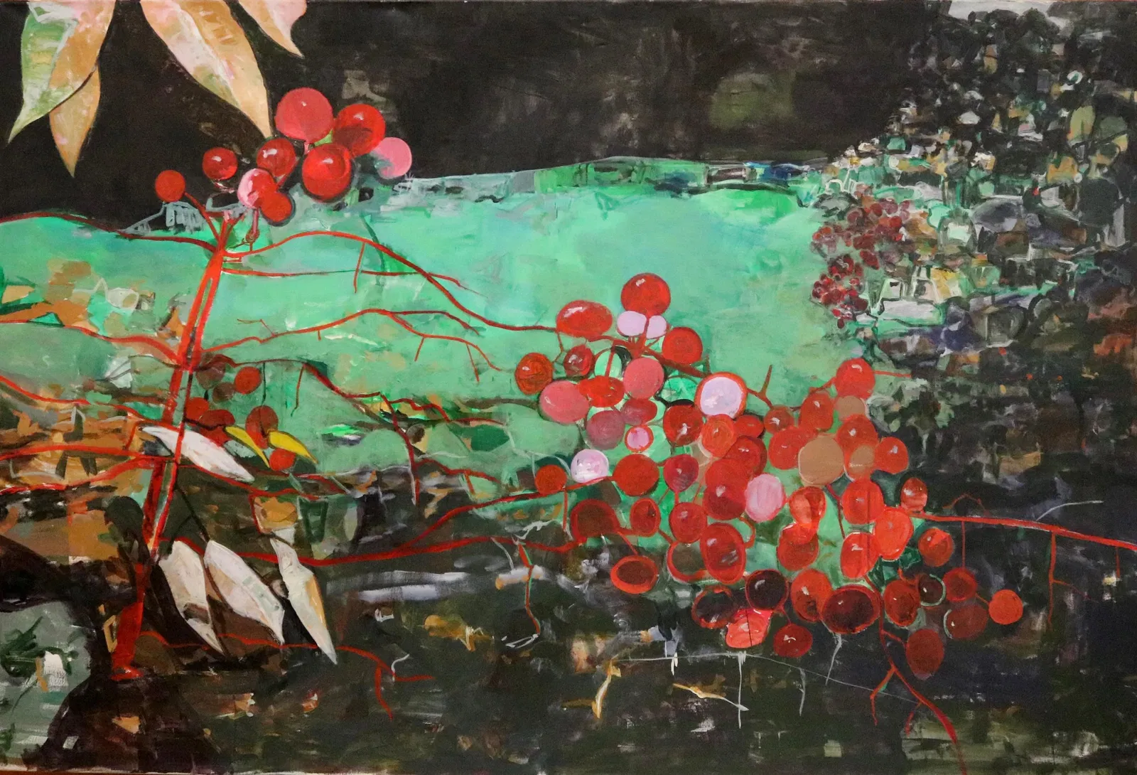 MICHAEL GROSS, (American 1944–2024). Nandina, circa 2000, Oil on canvas., 48 x 72 inches