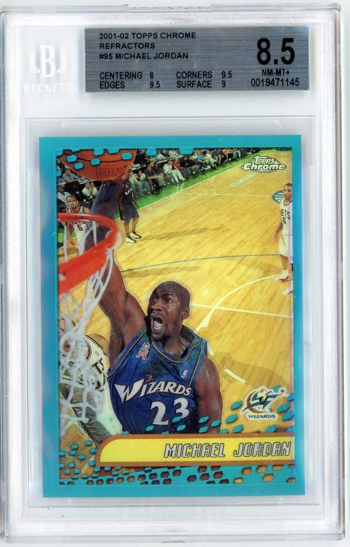 Michael Jordan 2001 Topps Chrome Refractor Card BGS 8.5 Wizards