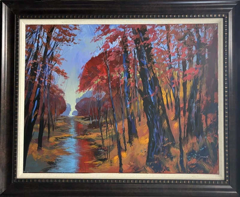Michael Schofield (American 1947) Autumn Leaves. Original Painting on Canvas by Michael Schofield