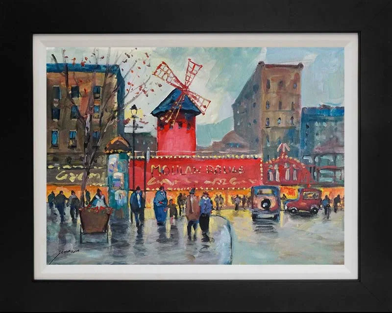 Michael Schofield (American 1947) Hand Embellished Painting on canvas Moulin Rouge