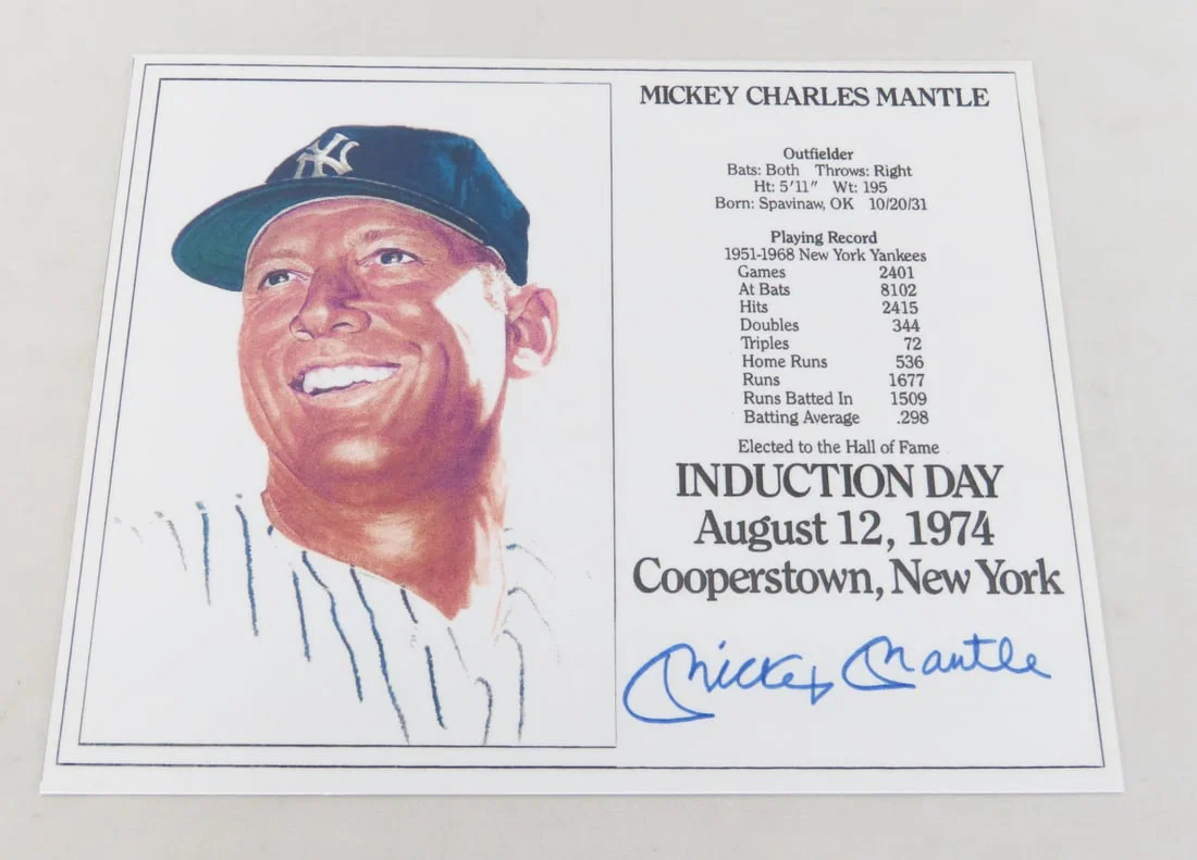 Mickey Mantle Autographed HOF Induction Day Card