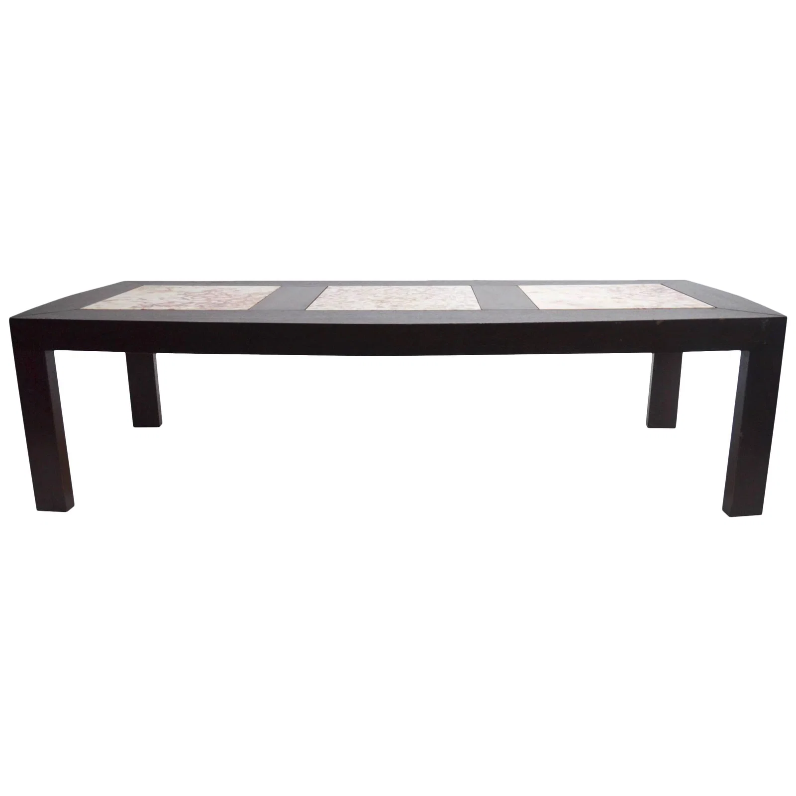 Mid-Century Mahogany Coffee Table with Marble Inserts
