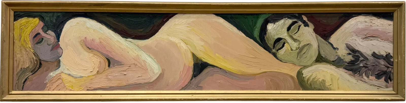 Mid-Century Modern American Nude Figures Signed Gilbraith Heavy Impasto 1967
