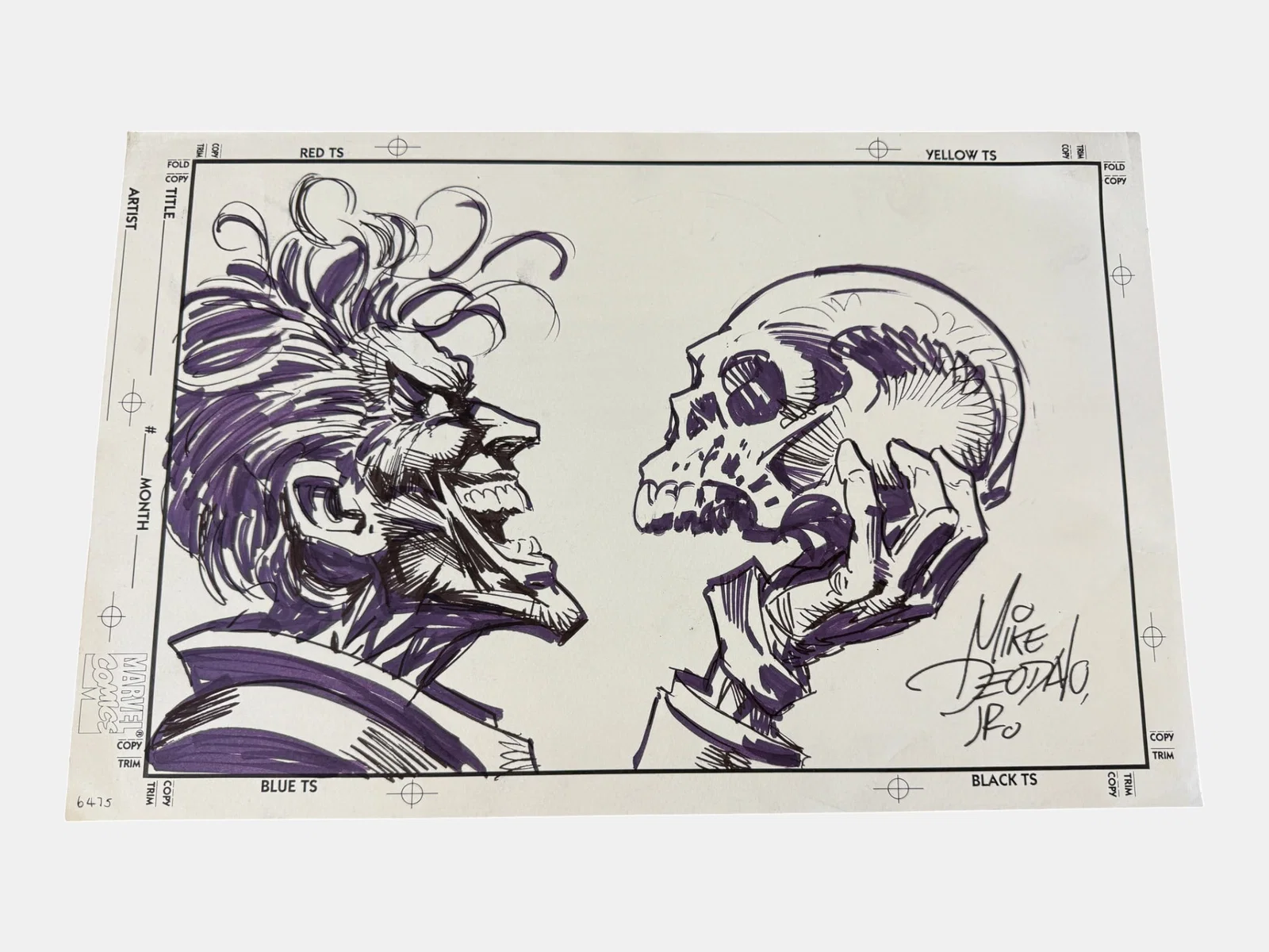 Mike Deodatto Jr. Signed Originla Comic Art Drawing of Joker
