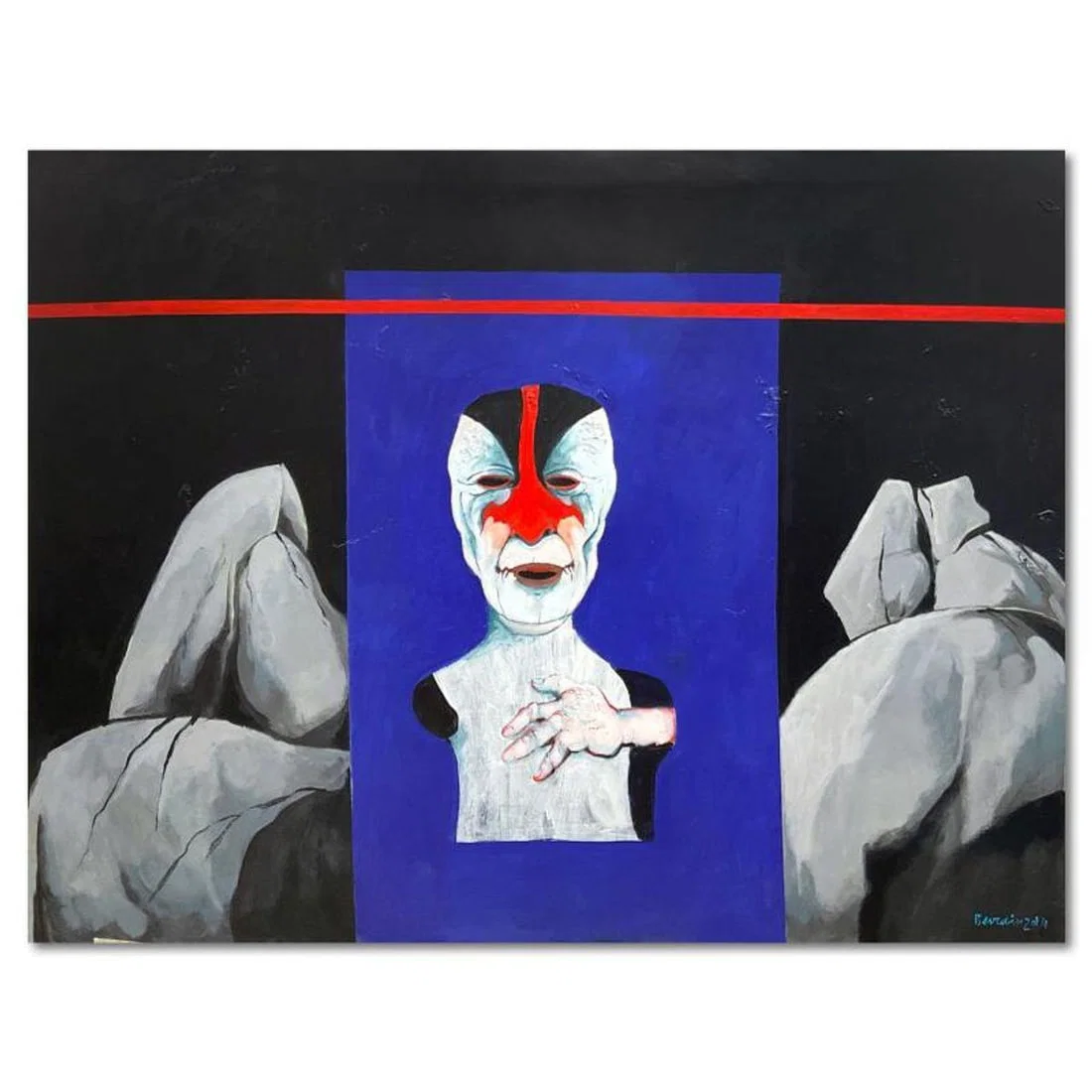 Milton Berwin (1925-2023), Original Painting on Canvas (45" x 60"), Hand Signed with Letter of