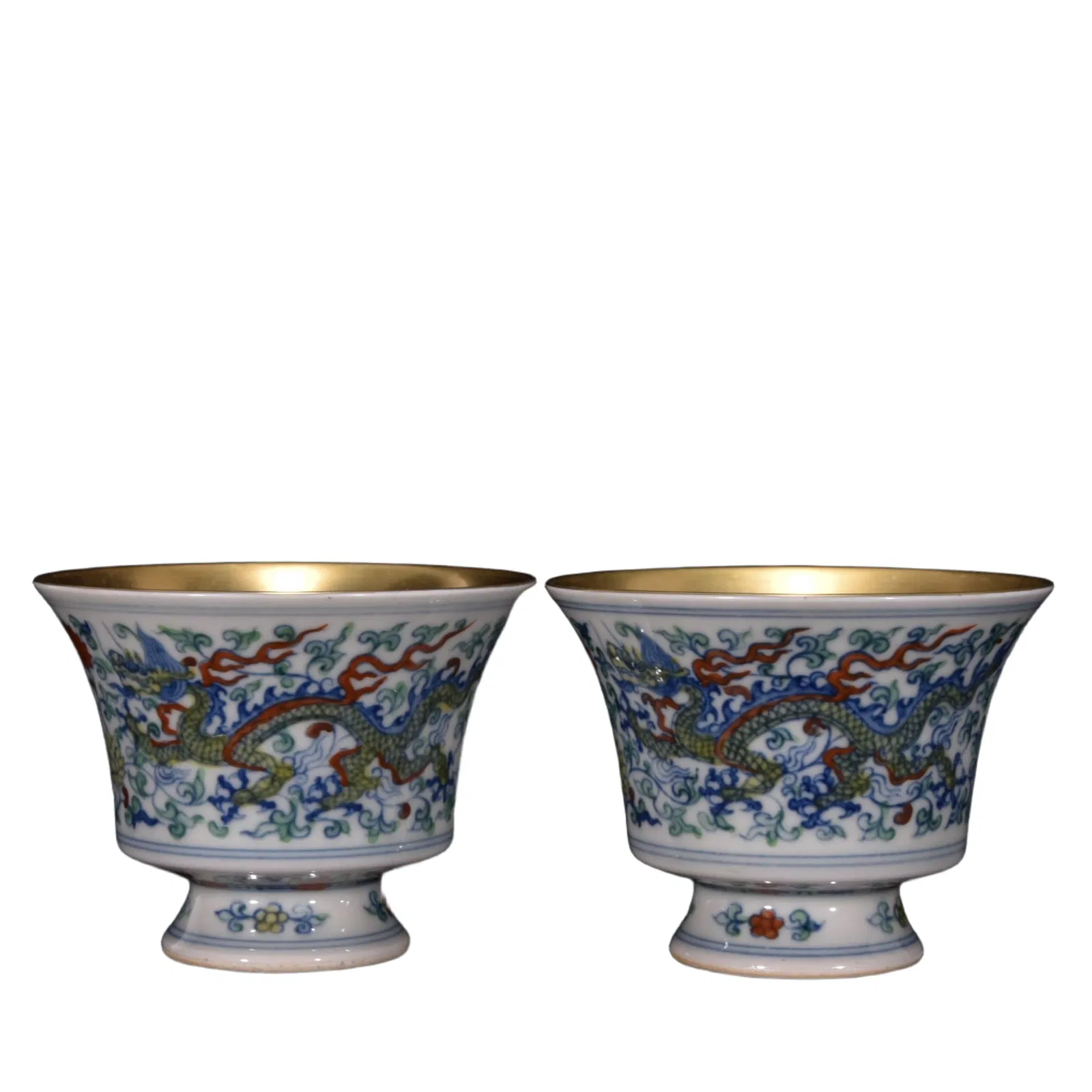 Ming Chenghua Doucai Gilded Dragon Cup