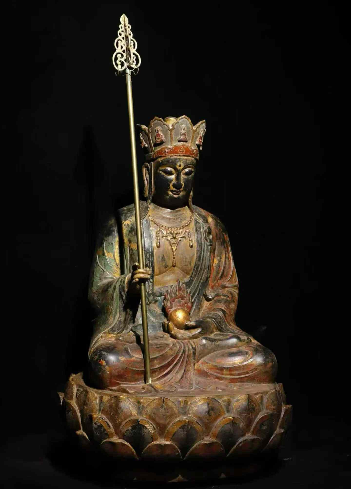 Ming Dynasty Bluestone Painted Ksitigarbha Bodhisattva