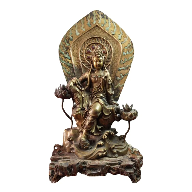 Ming Dynasty Bronze Gold Guanyin Bodhisattva Statue