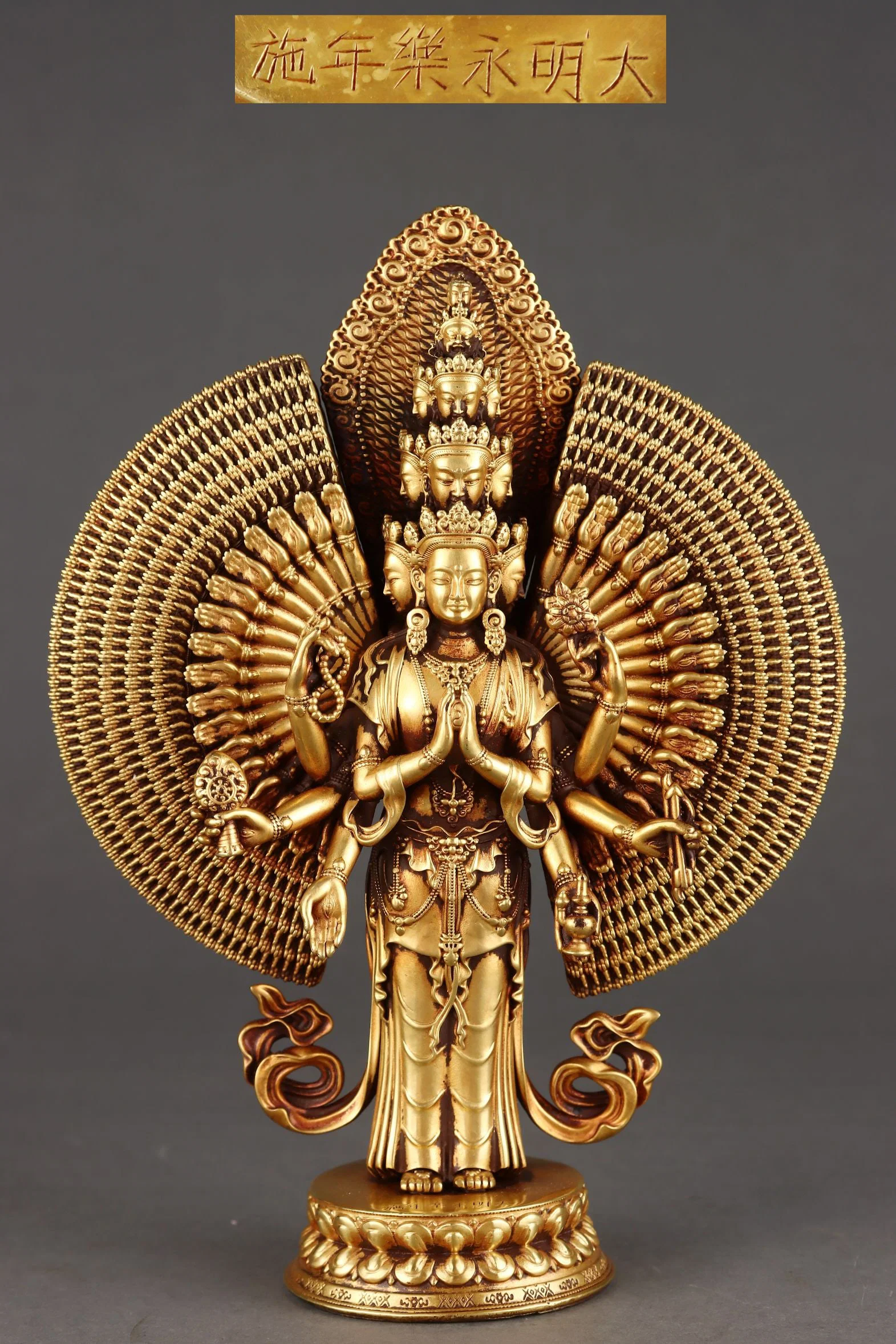 Ming Dynasty Gold Thousand-Hand Guanyin Standing Statue