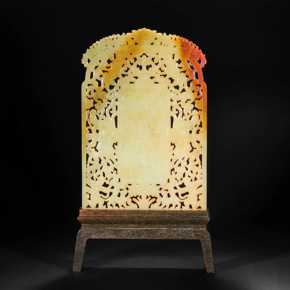 Ming Dynasty Hetian jade inlaid screen