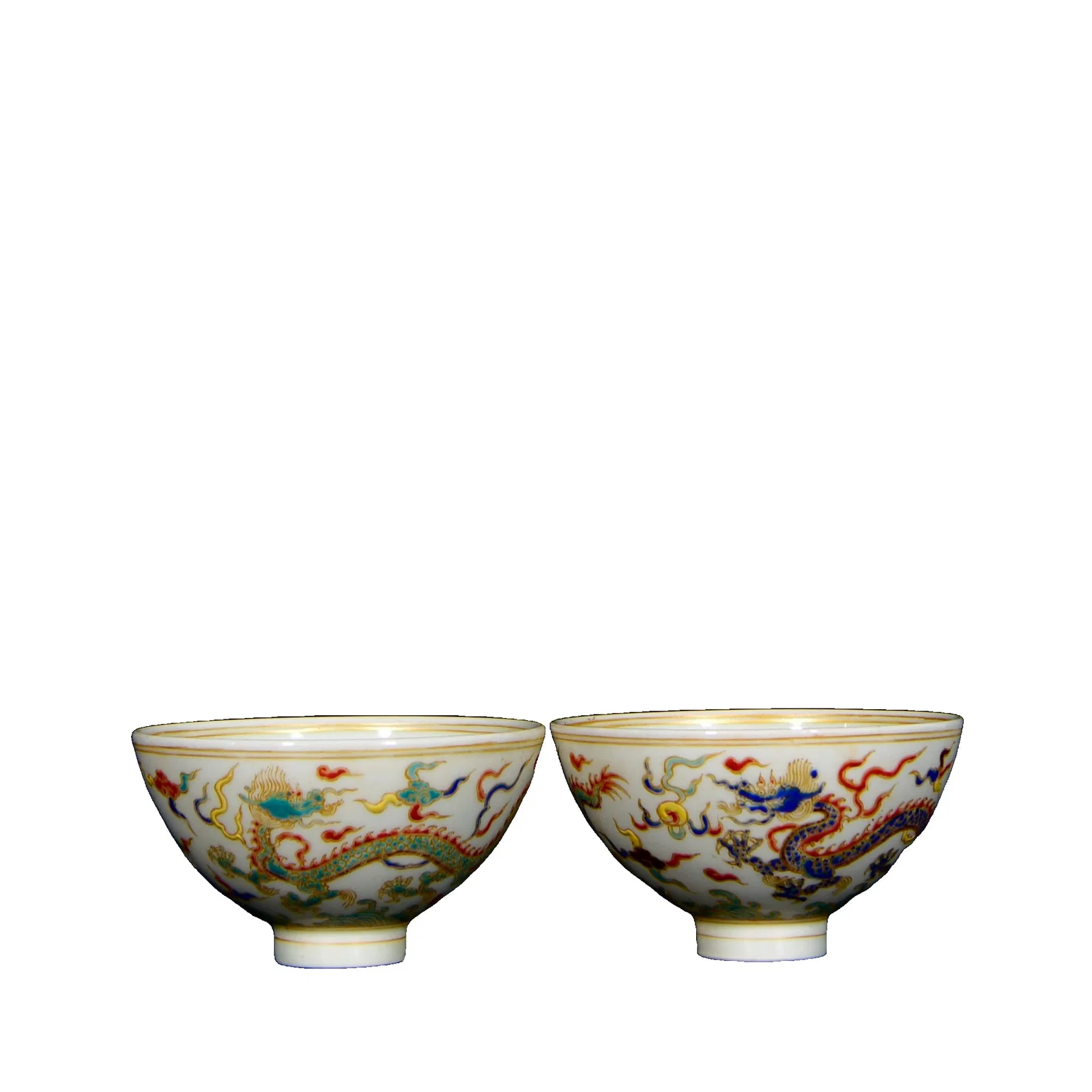 Ming Dynasty Yongle five-color painted gold dragon pattern chicken heart cup