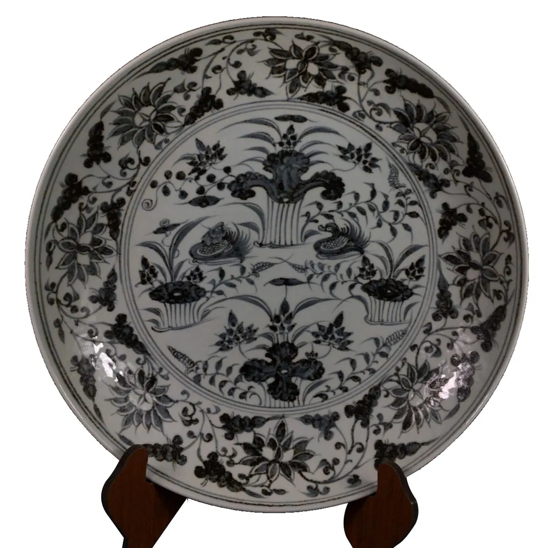 Ming Hongwu Mandarin Duck Playing in Water Pattern Plate