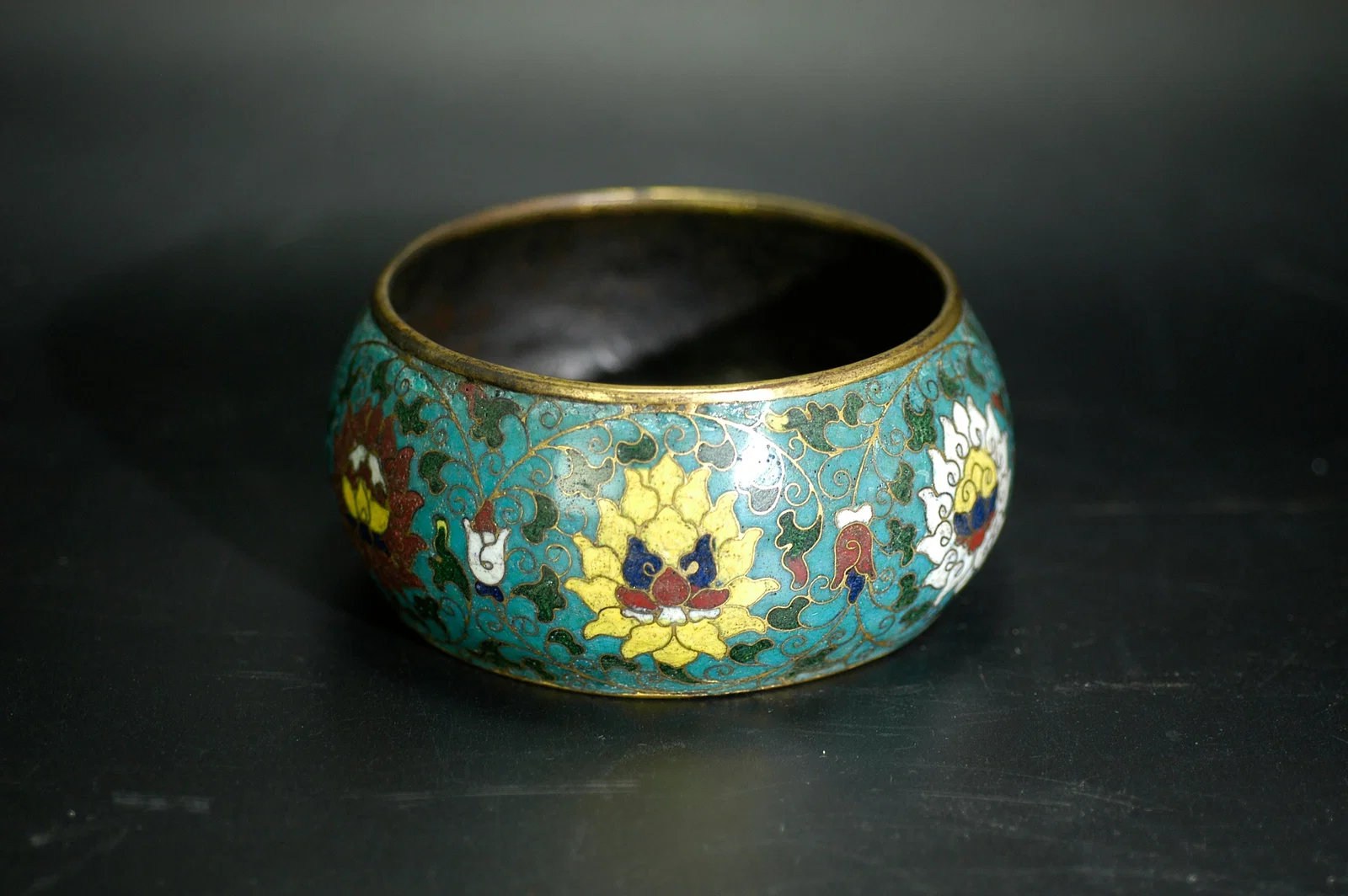 Ming-Qing Cloisonné Scrolling Floral Basin-Form Washer with Jingtai Mark