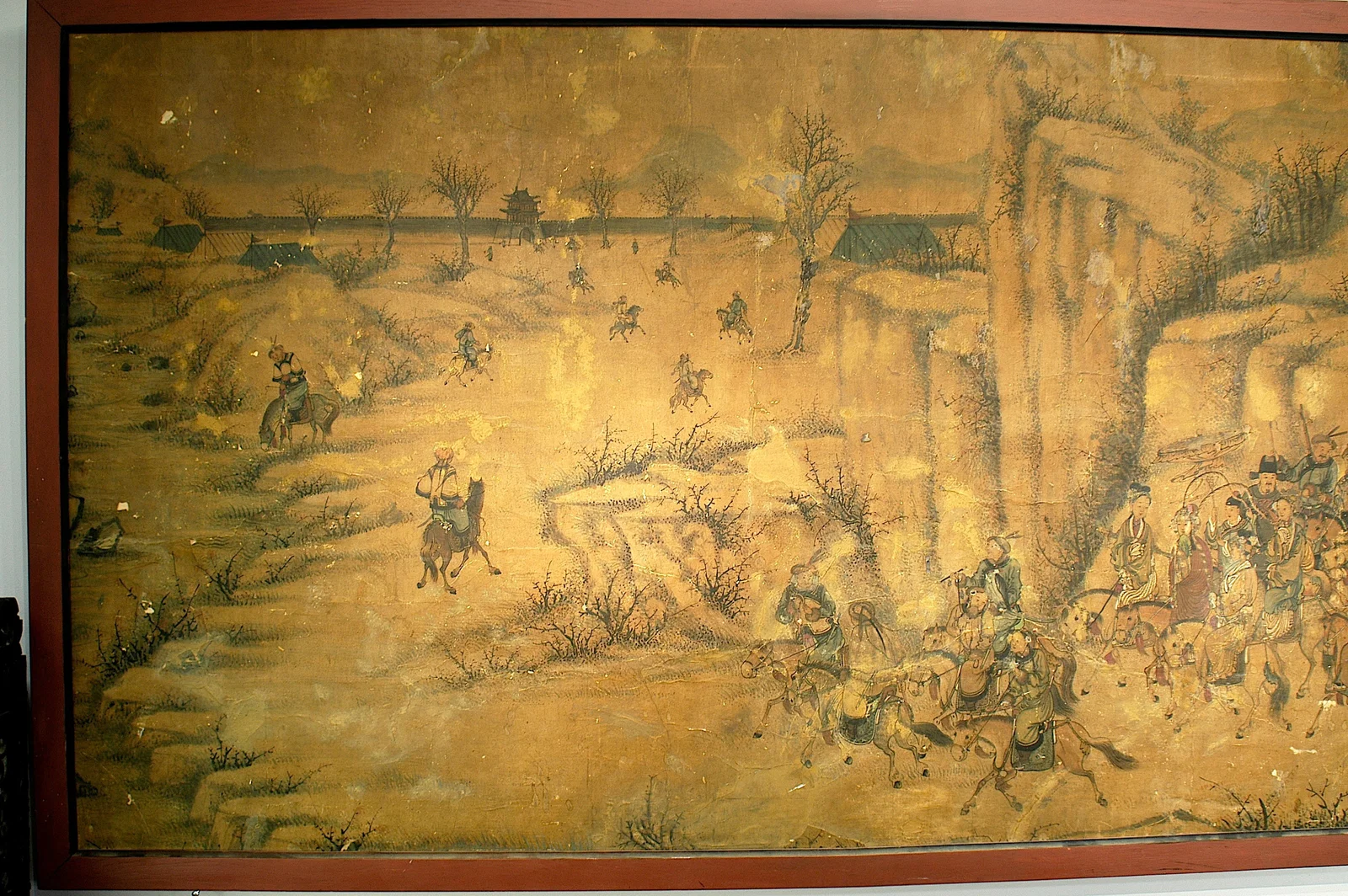 Ming-Qing Dynasty Xuan Paper Ink Painting 'Wang Zhaojun Leaving the Pass'