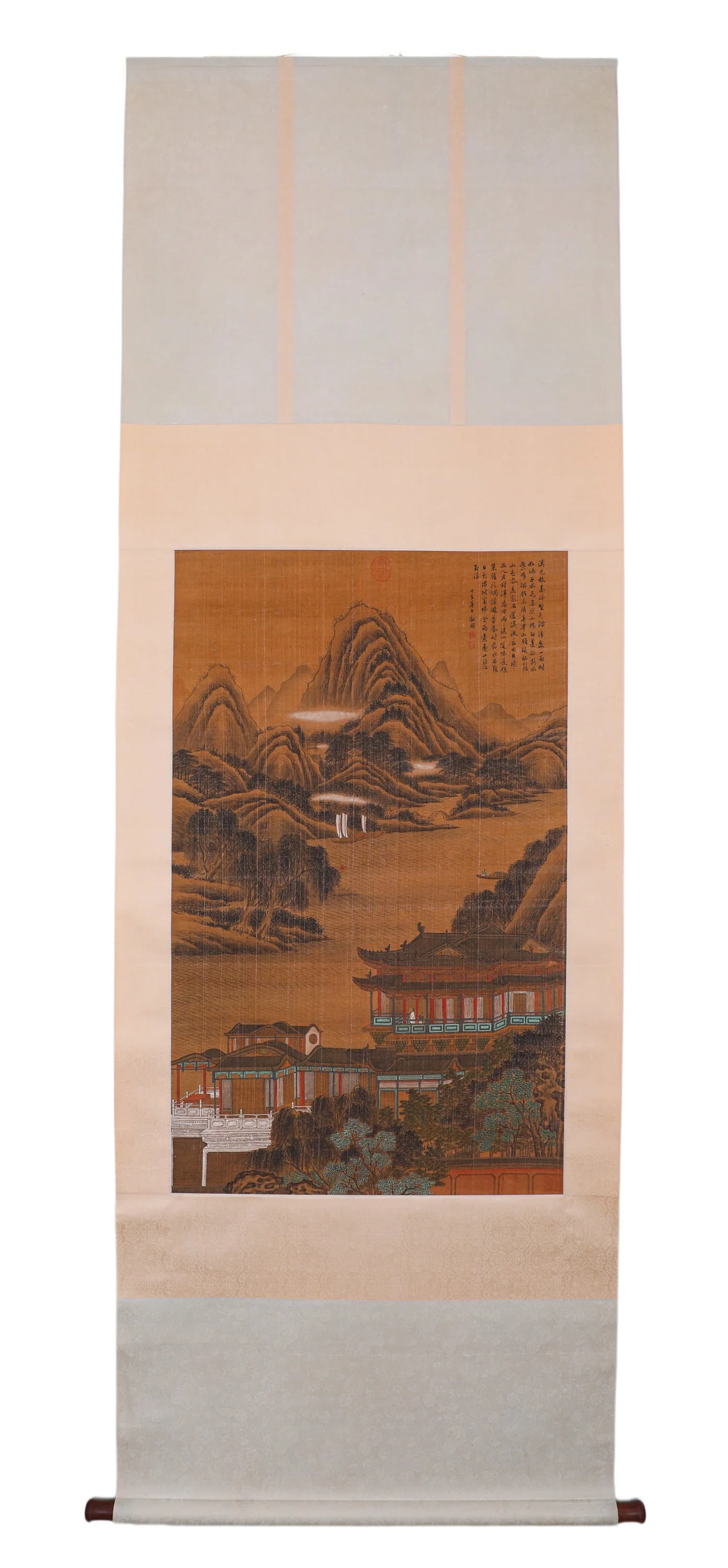 MING WEN ZHENGMING (1470-1559) SILK LANDSCAPE SCROLL