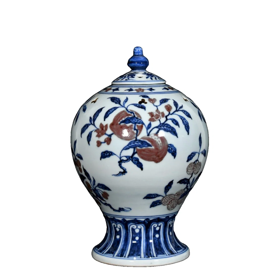 Ming Xuande Blue and Red Three Abundance Incense Burner