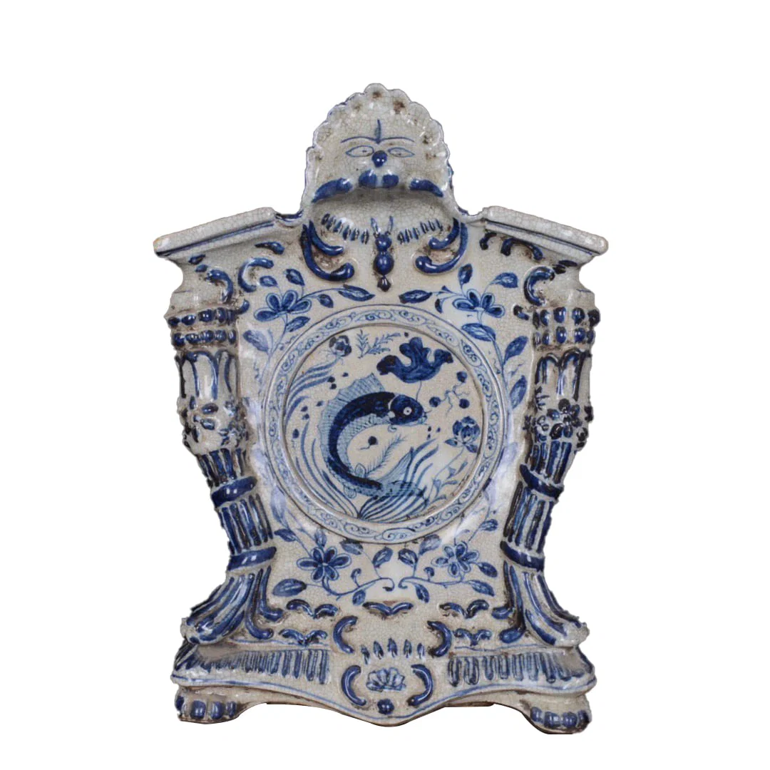 Ming Xuande Blue and White Fish and Algae Pattern Western Clock