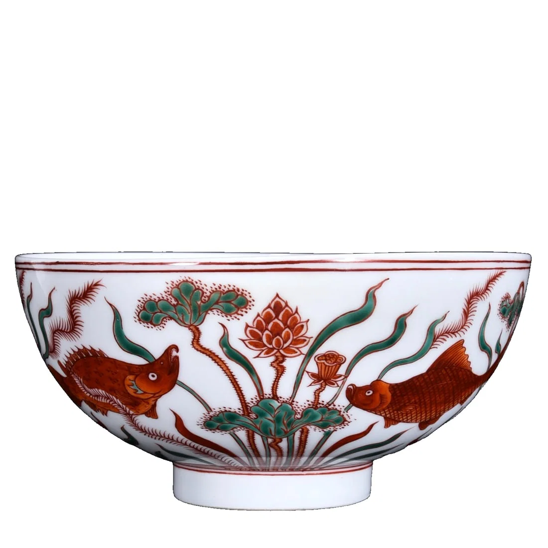 Ming Xuande Red Fish and Algae Pattern Bowl