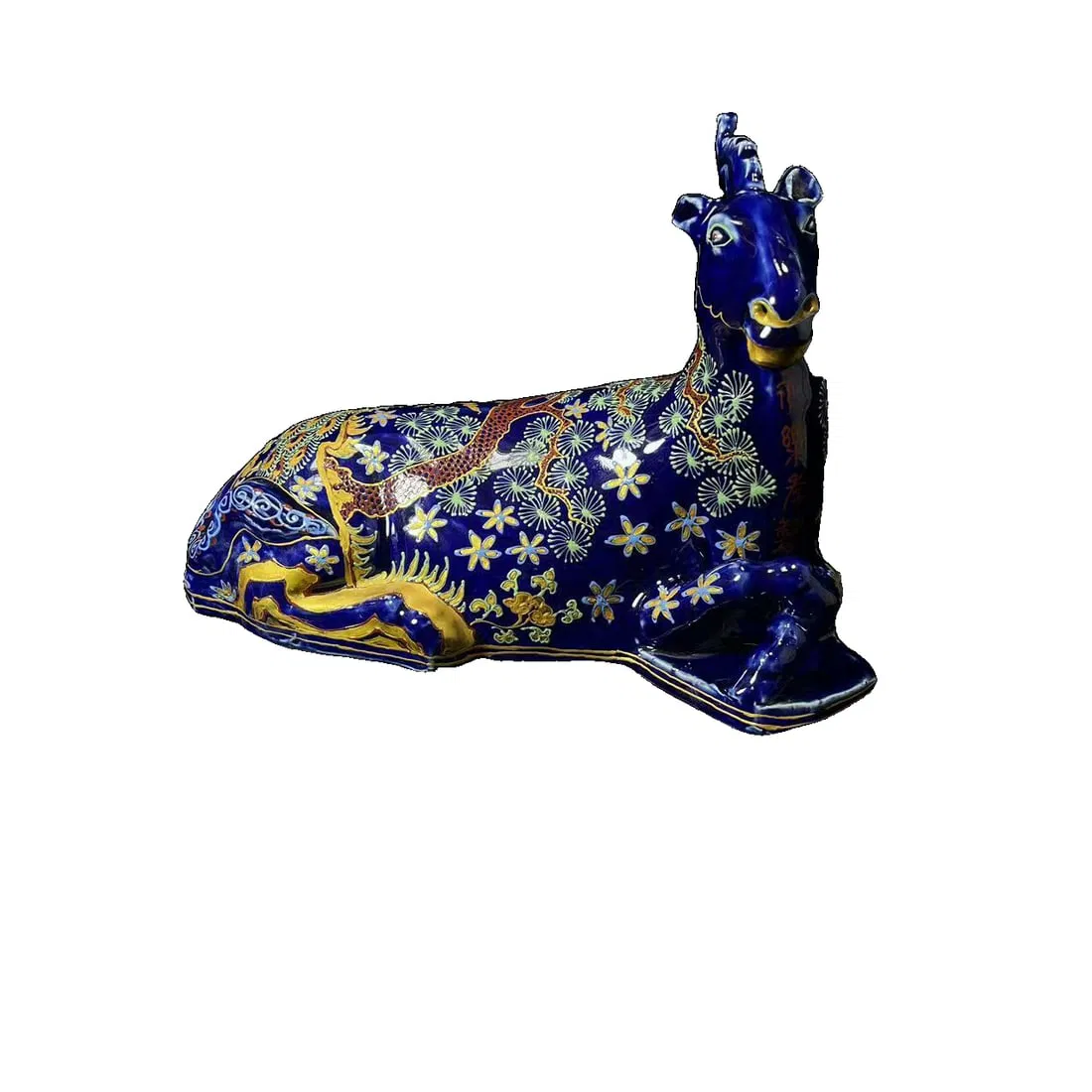 Ming Yongle Blue Glaze Gilt Plum Blossom Deer