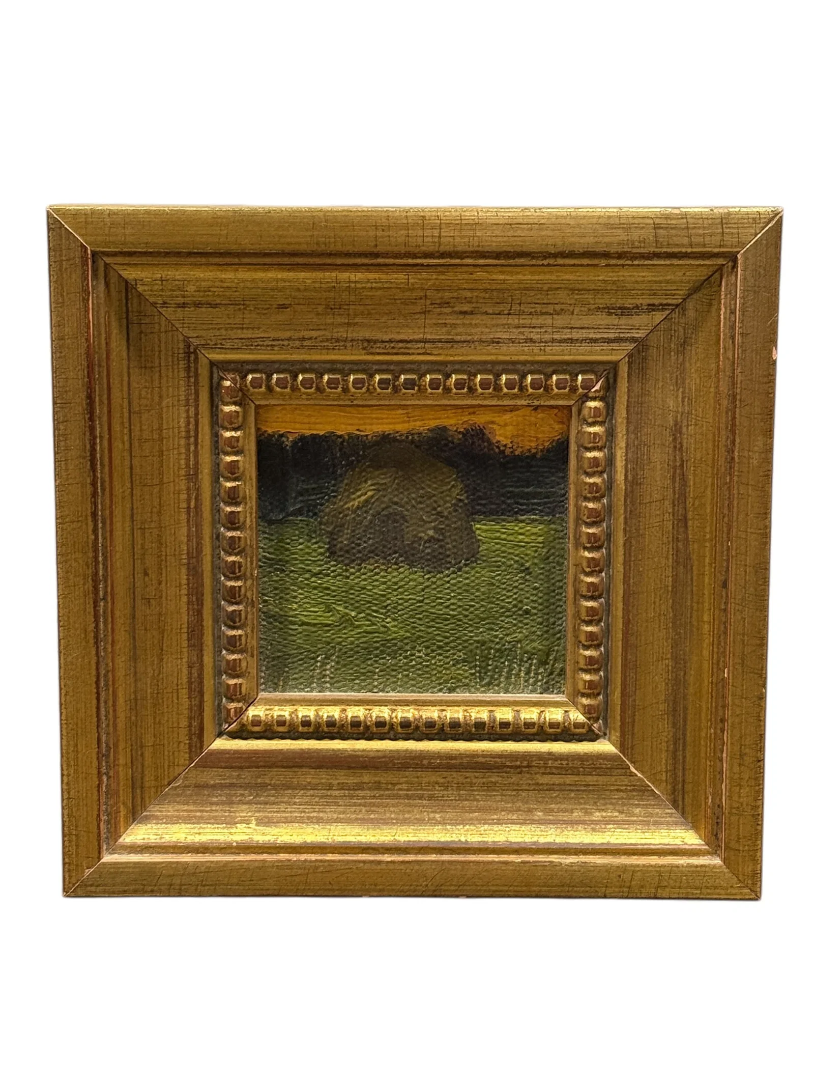 Miniature Landscape Oil on Board by Tulupov N.I., Haystack Scene