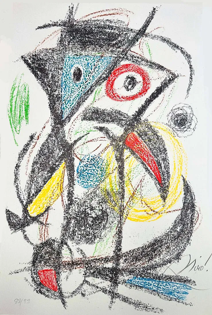 Miro signed Lithograph. 1976. One of 99 copies.