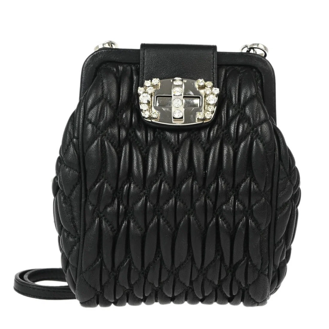Miu Miu Vintage Black Lambskin Matelasse Crossbody Bag
