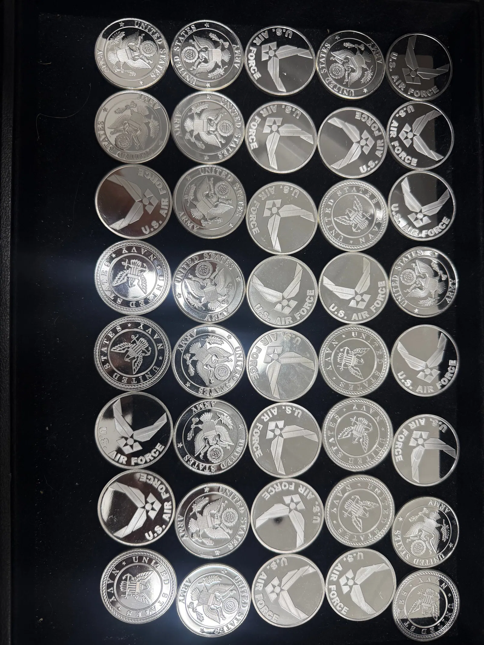 Mixed Lot of Varying Pure 1 ounce Silver .999 U.S Military Coins 40 pieces