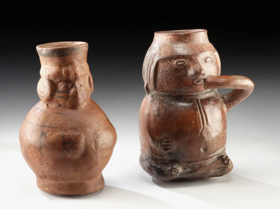 Moche & Quimbaya Terracotta Figural Vessels, ex-Museum