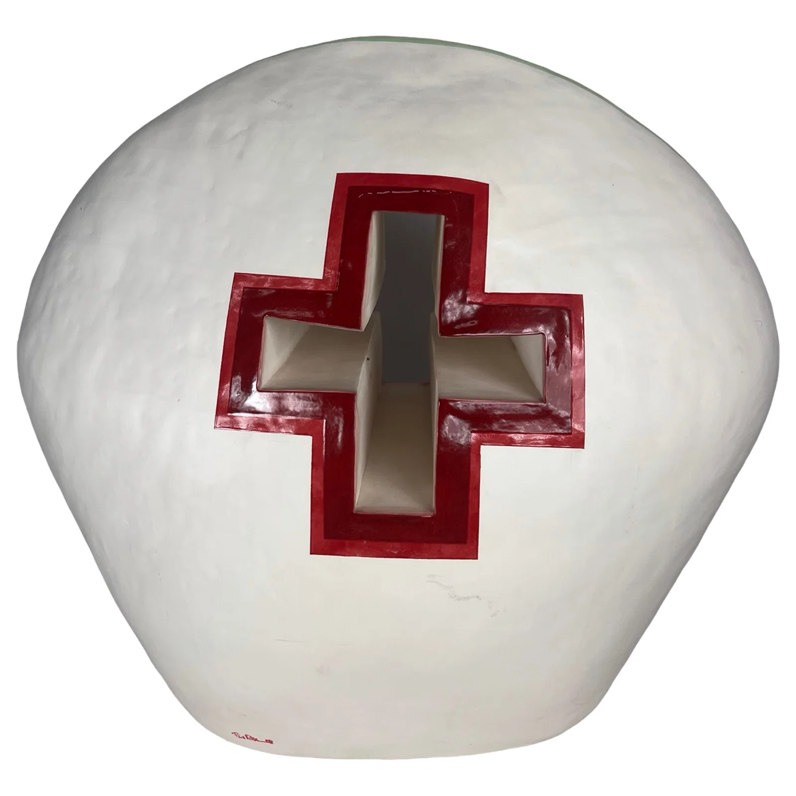 Modernist Abstract Sculpture Red Cross Signed '08