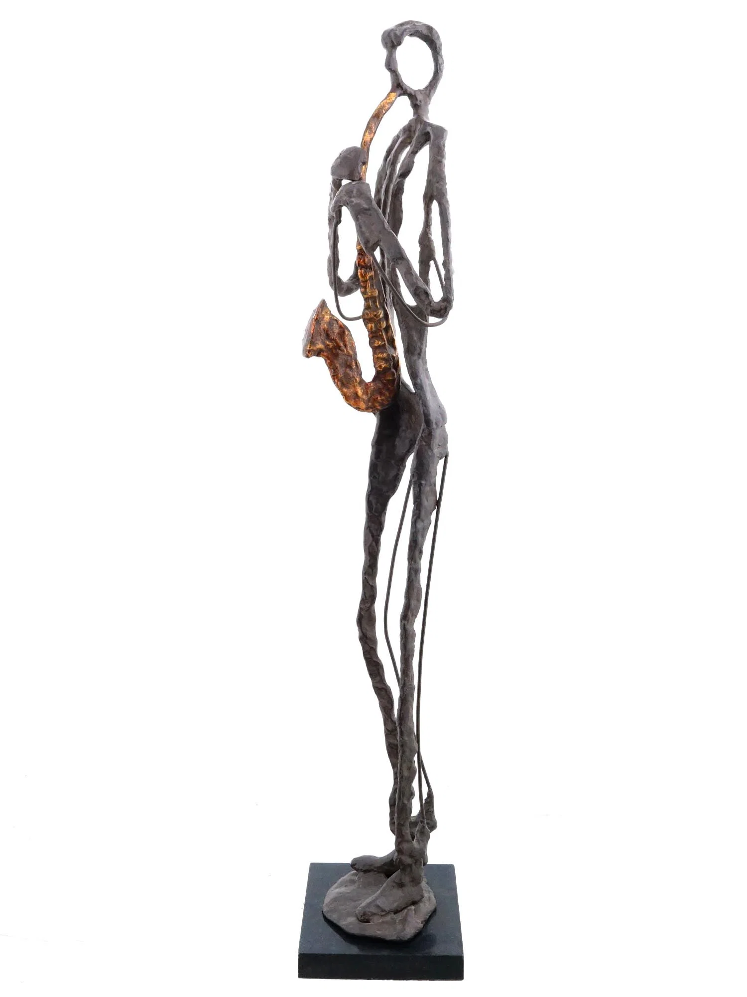 MODERNIST BRONZE SCULPTURE OF A SAXOPHONE PLAYER