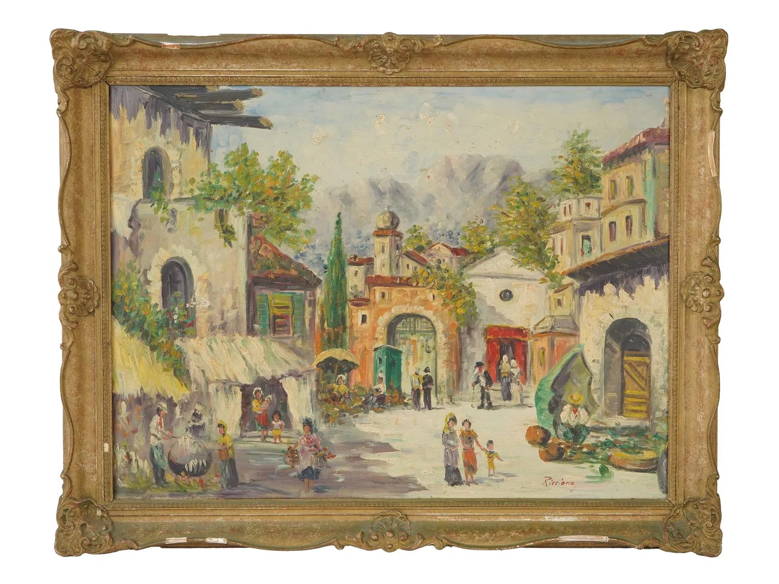 MODERNIST ITALIAN SCHOOL CITYSCAPE OIL PAINTING