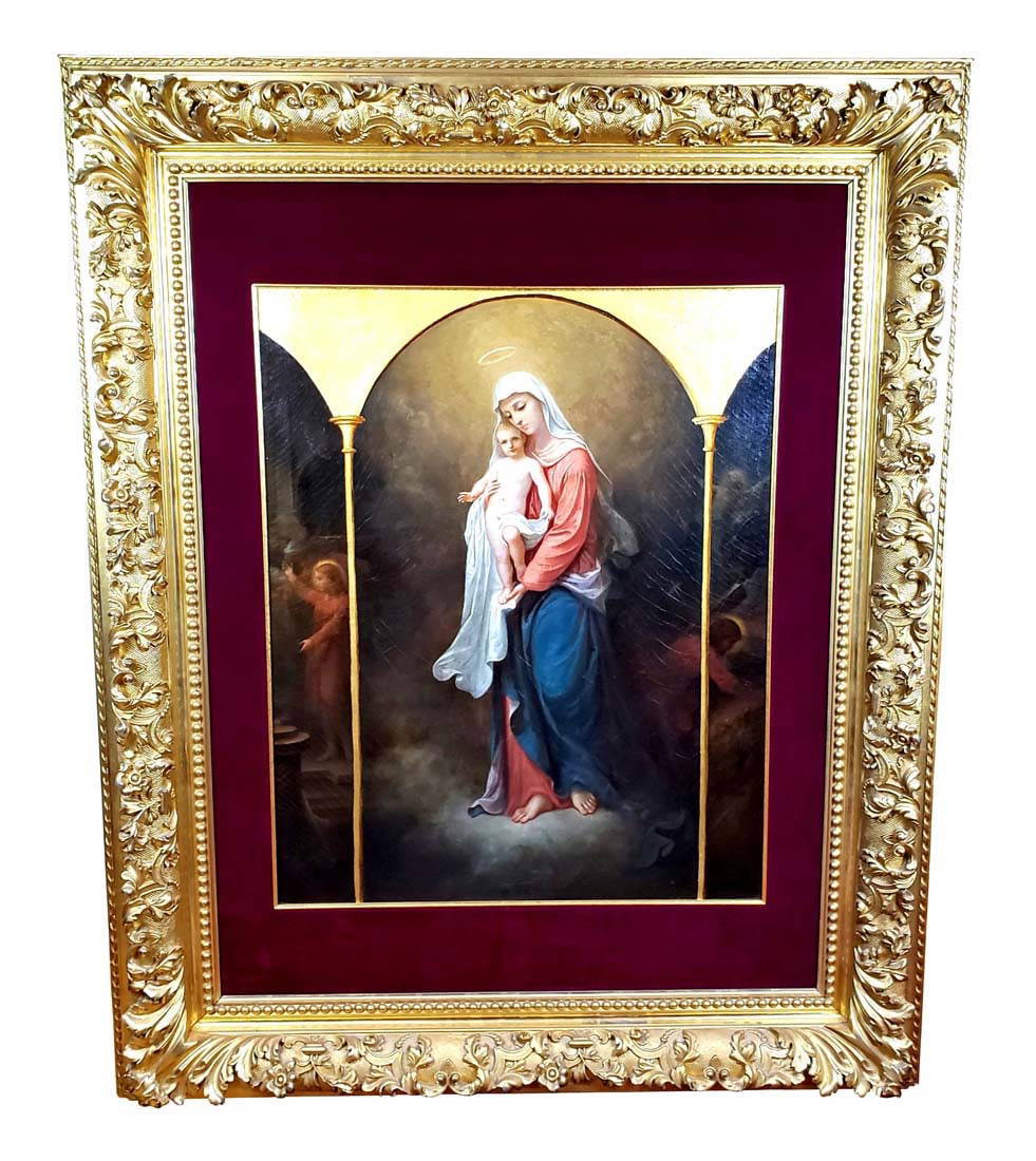 Monumental 18th C. Oil on Canvas of Mary & Jesus