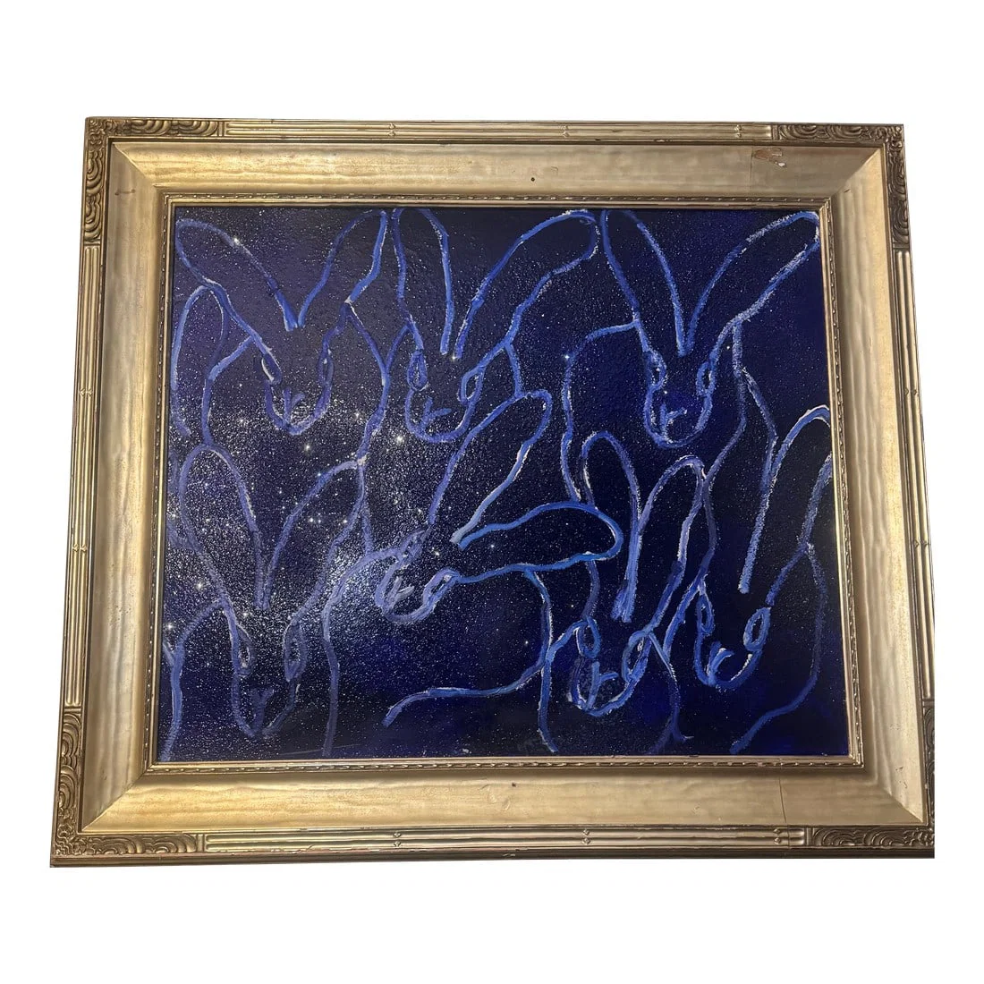 Monumental Blue Bunnies Painting by Hunt Slonem