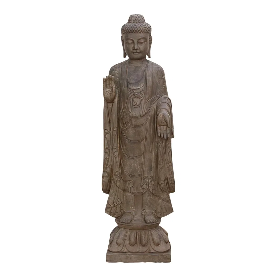 Monumental Stone Buddha W/Peaceful Presence