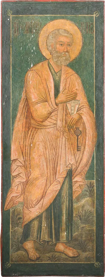 | MONUMENTALE IKONE MIT DEM APOSTEL PETRUS AUS EINER KIRCHEN-IKONOSTASE
