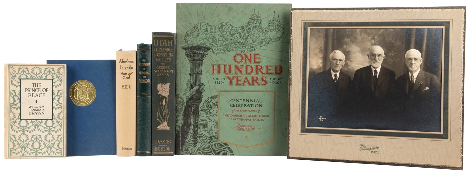 [MORMONS]. [MORMON PRESIDENTS]. Group of 7 Books or Related Items, 5 of Which Are Signed. [V.p., ca.