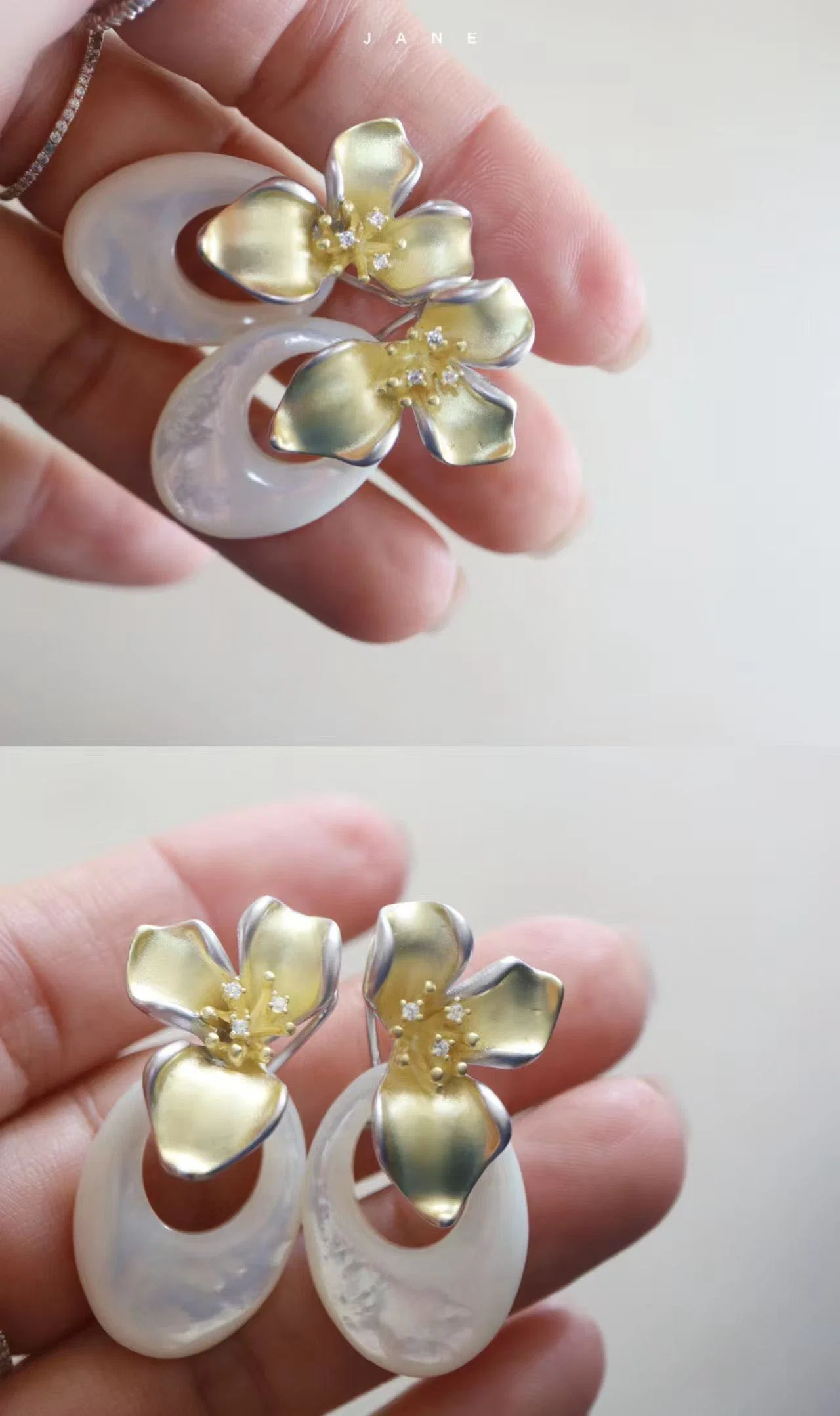 Mother of Pearl Flower Earrings