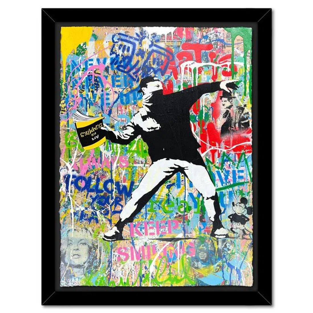 Mr. Brainwash, "Banksy Thrower" Framed Mixed Media Original, Hand Signed with Certificate of