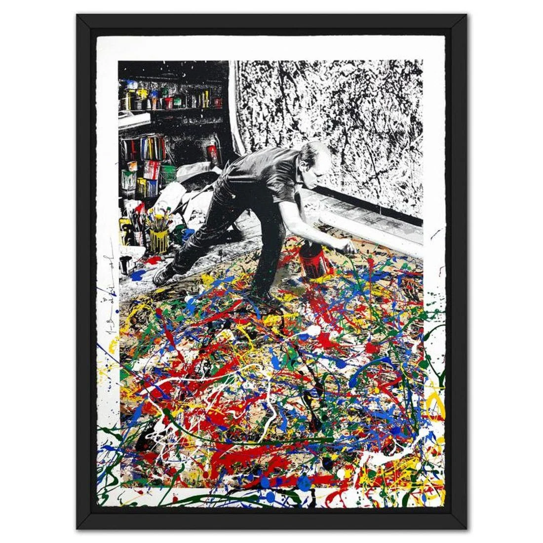 Mr. Brainwash, "Freedom Art" Framed Hand embellished Limited Edition Silk Screen, Hand Signed with